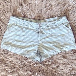 Blue and White Pin-striped Short-Shorts